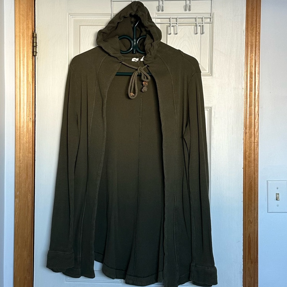 Ladies Large Tentree Waffle Hooded Cardigan